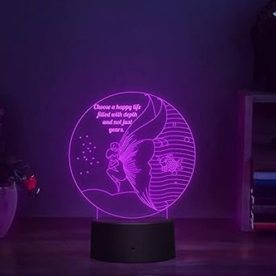 3D Illusion Butterfly Led Night lamp 7 Color Changing Light Birthday Gifts for Girls Circle Base